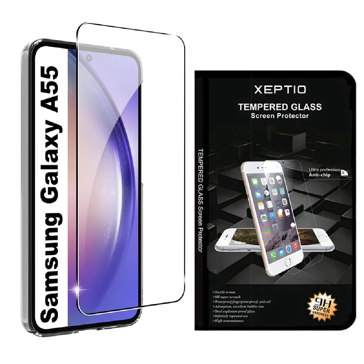 Xeptio Noir Verre Trempé Pour Samsung Galaxy A55 5G