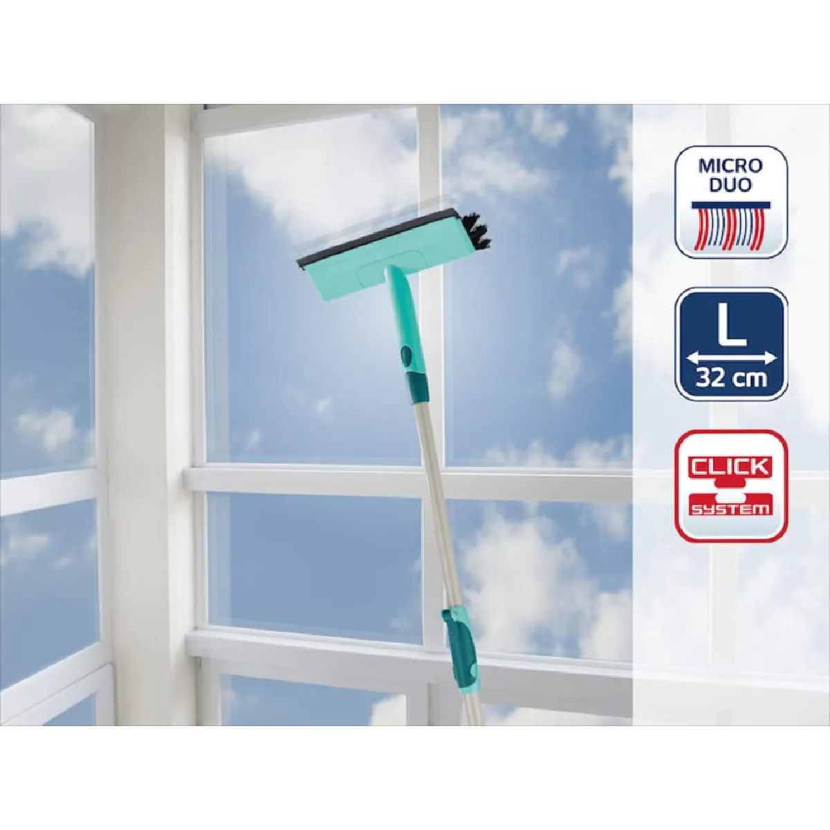 Leifheit Brosse Nettoyage Vitres Télescopique 28 Cm