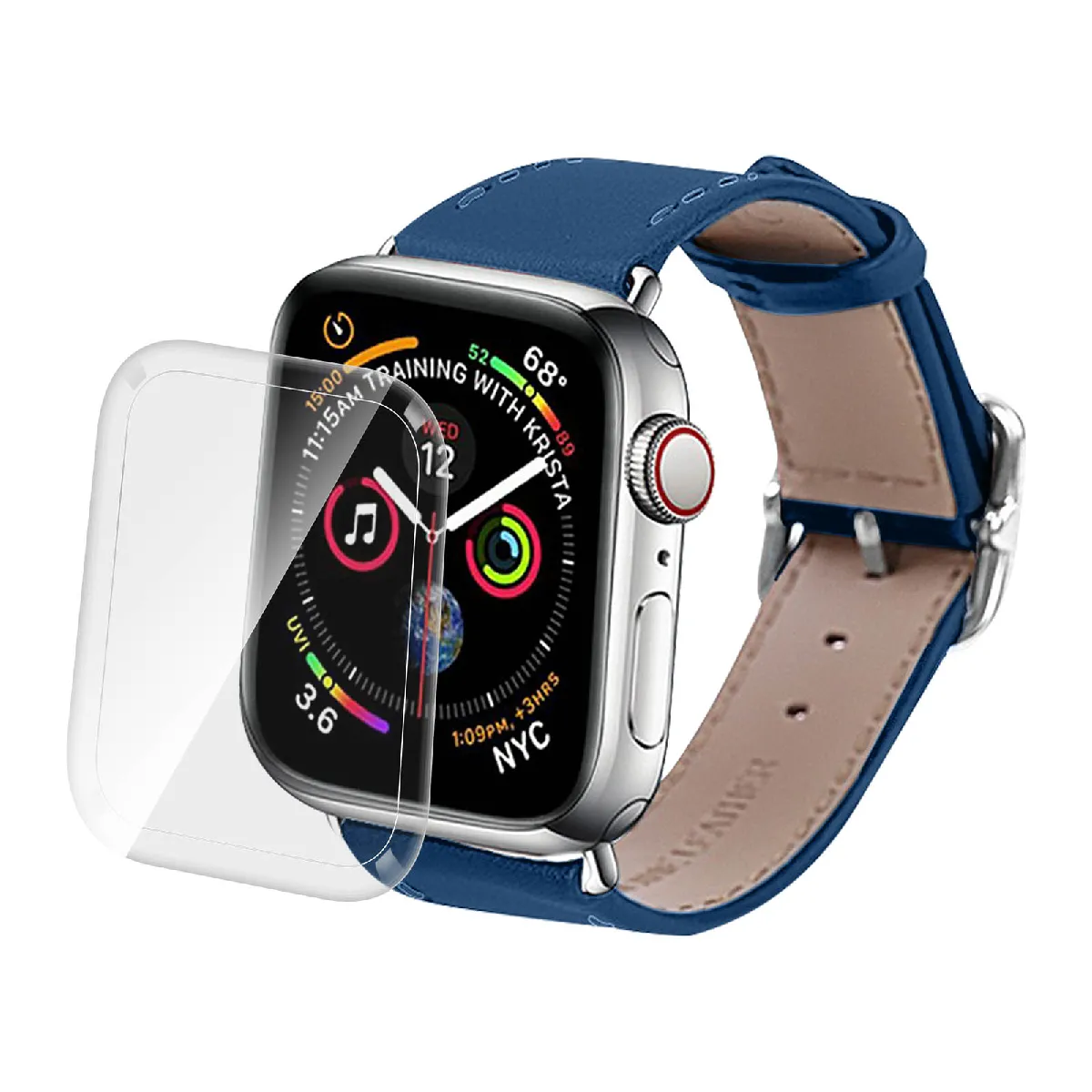 AVIZAR Film Apple Watch 44mm Protection Ecran Verre Tremp&eacute; 9H Incurv&eacute; 3D - Transparent 