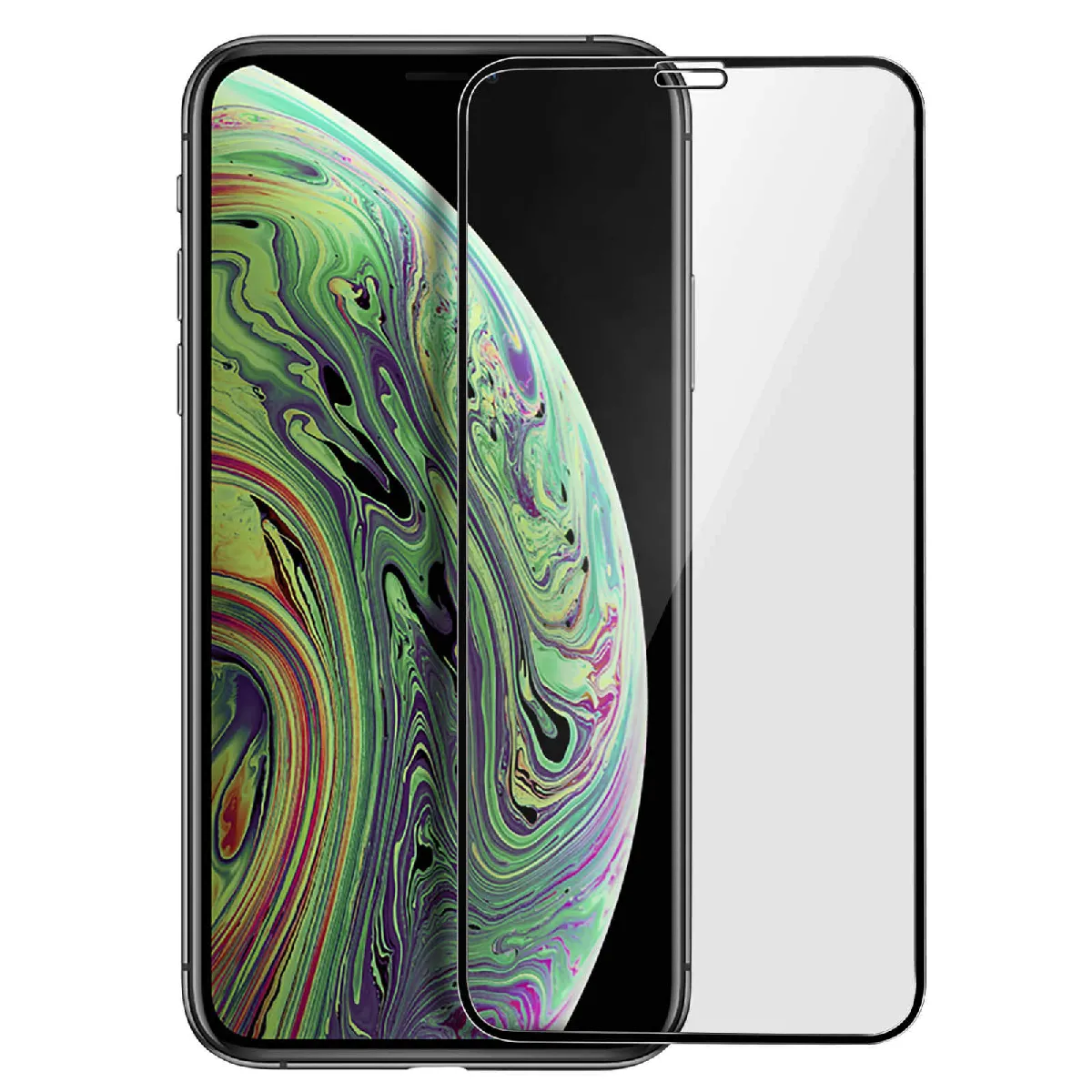 Avizar Noir Film Écran Iphone X Et Xs Verre Trempé 9H Biseauté