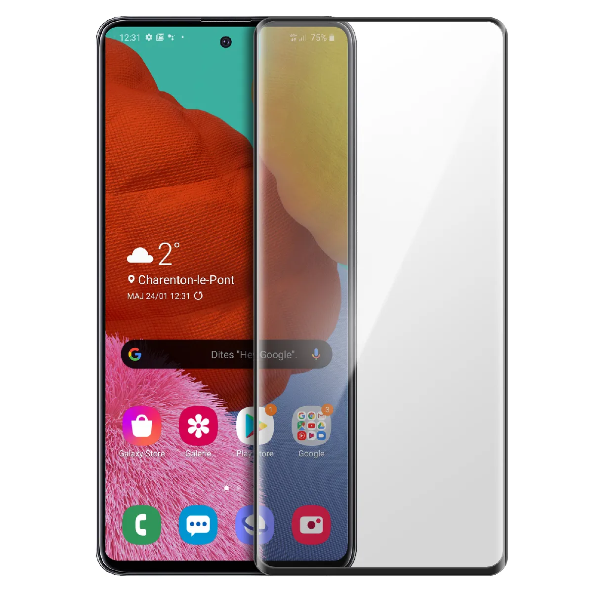 Avizar Noir Film Écran Samsung Galaxy A51 Verre Trempé 9H Biseauté