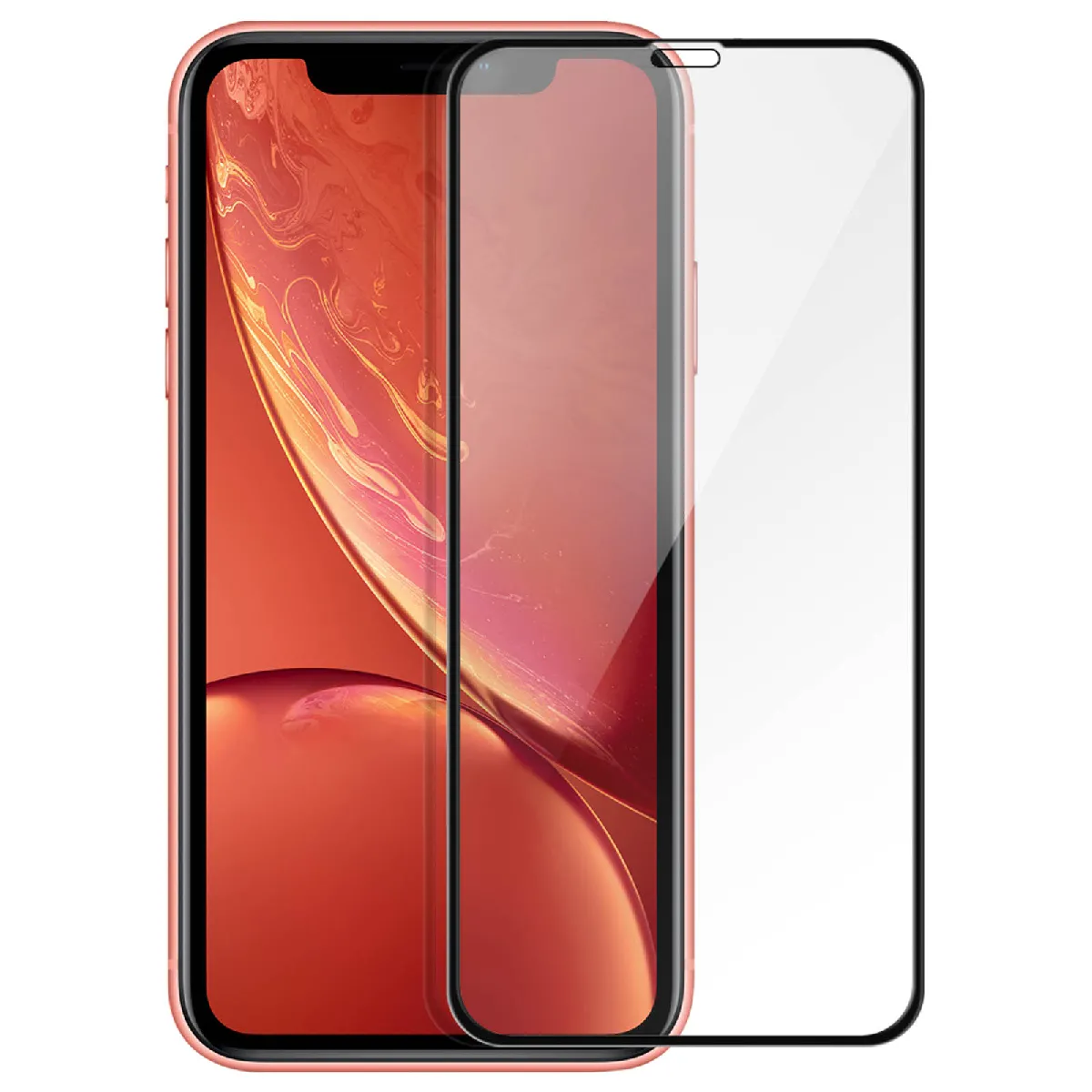 Avizar Noir Film Écran Iphone Xr Verre Trempé 9H Biseauté