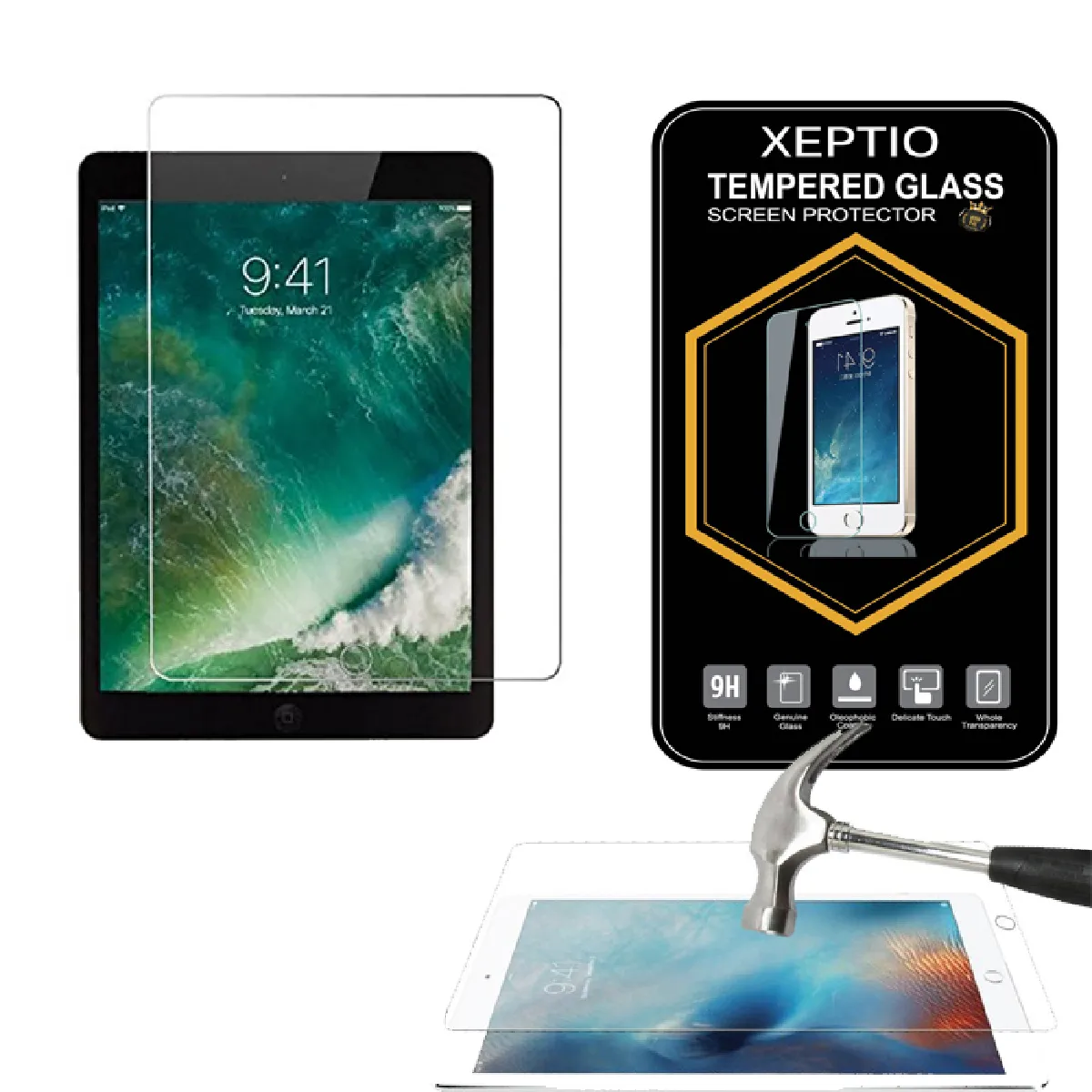 Xeptio Protection D'écran En Verre Trempé Pour Apple Ipad 9,7 (2017/2018) Wi-Fi 4G/Lte