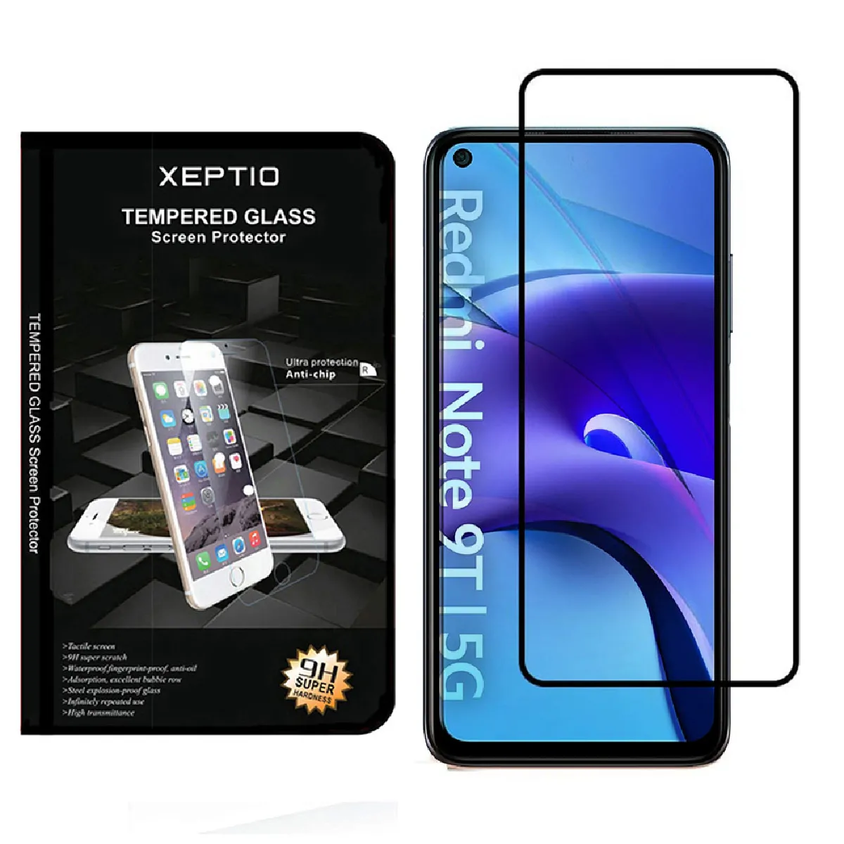 Xeptio Noir Verre Trempé Pour Xiaomi Redmi Note 9T 5G