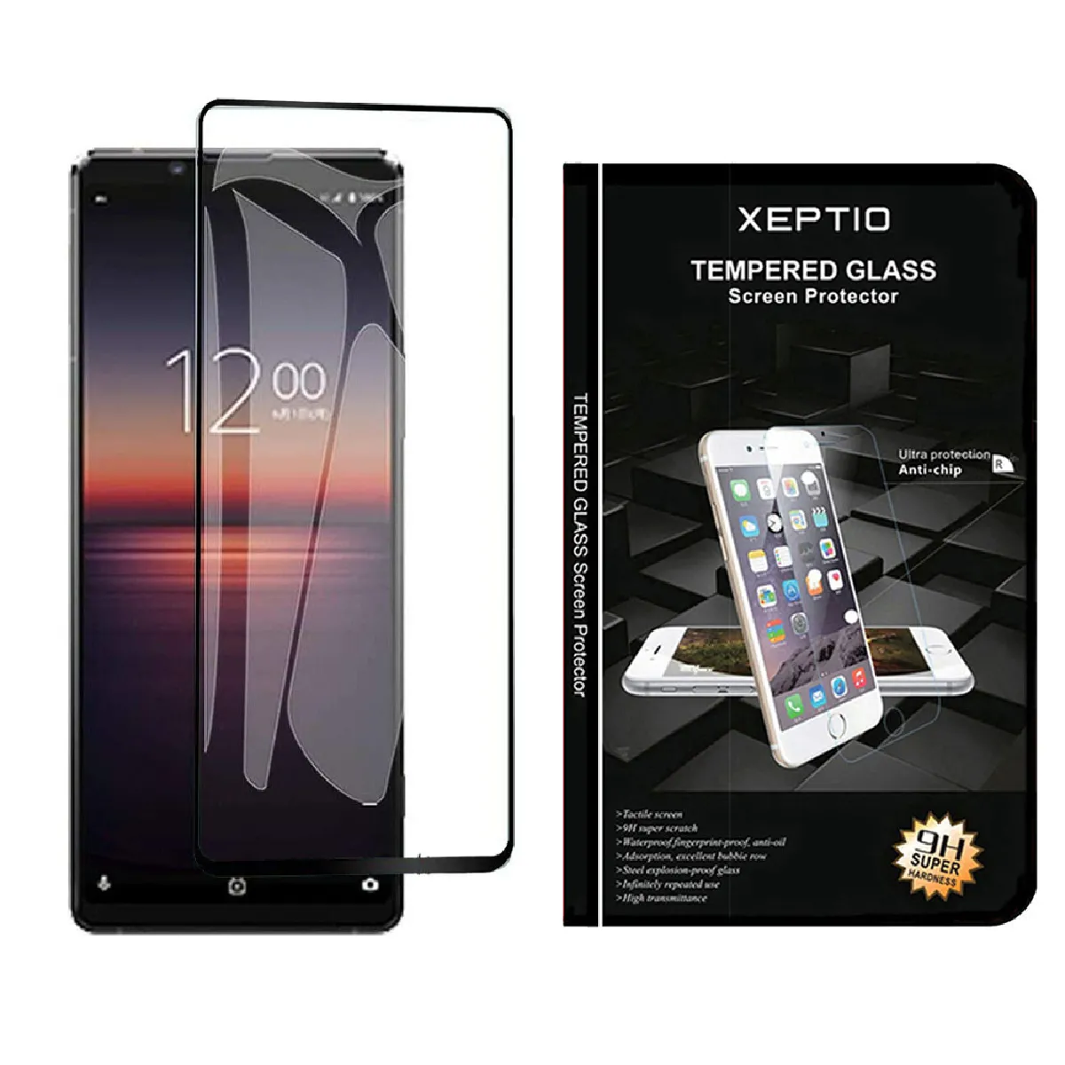 Xeptio Noir Protection D'écran En Verre Trempé Pour Sony Xperia 5 Iii 5G