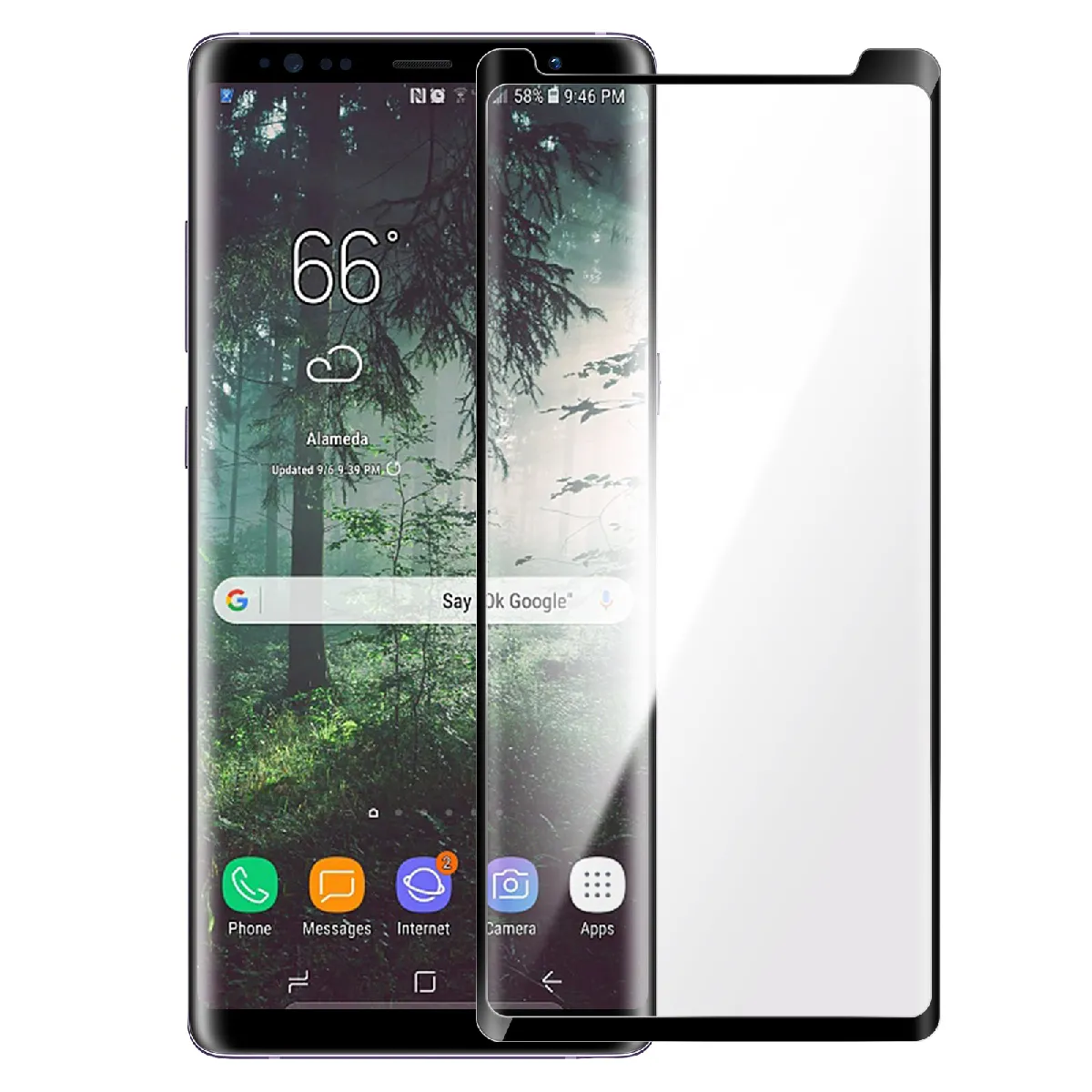 Avizar Noir Film Samsung Galaxy Note 8 Verre Trempé Biseauté
