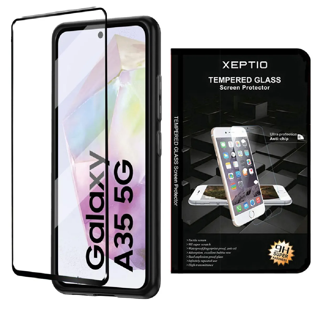 Xeptio Noir Protection D'écran En Verre Trempé Pour Samsung Galaxy A35 5G