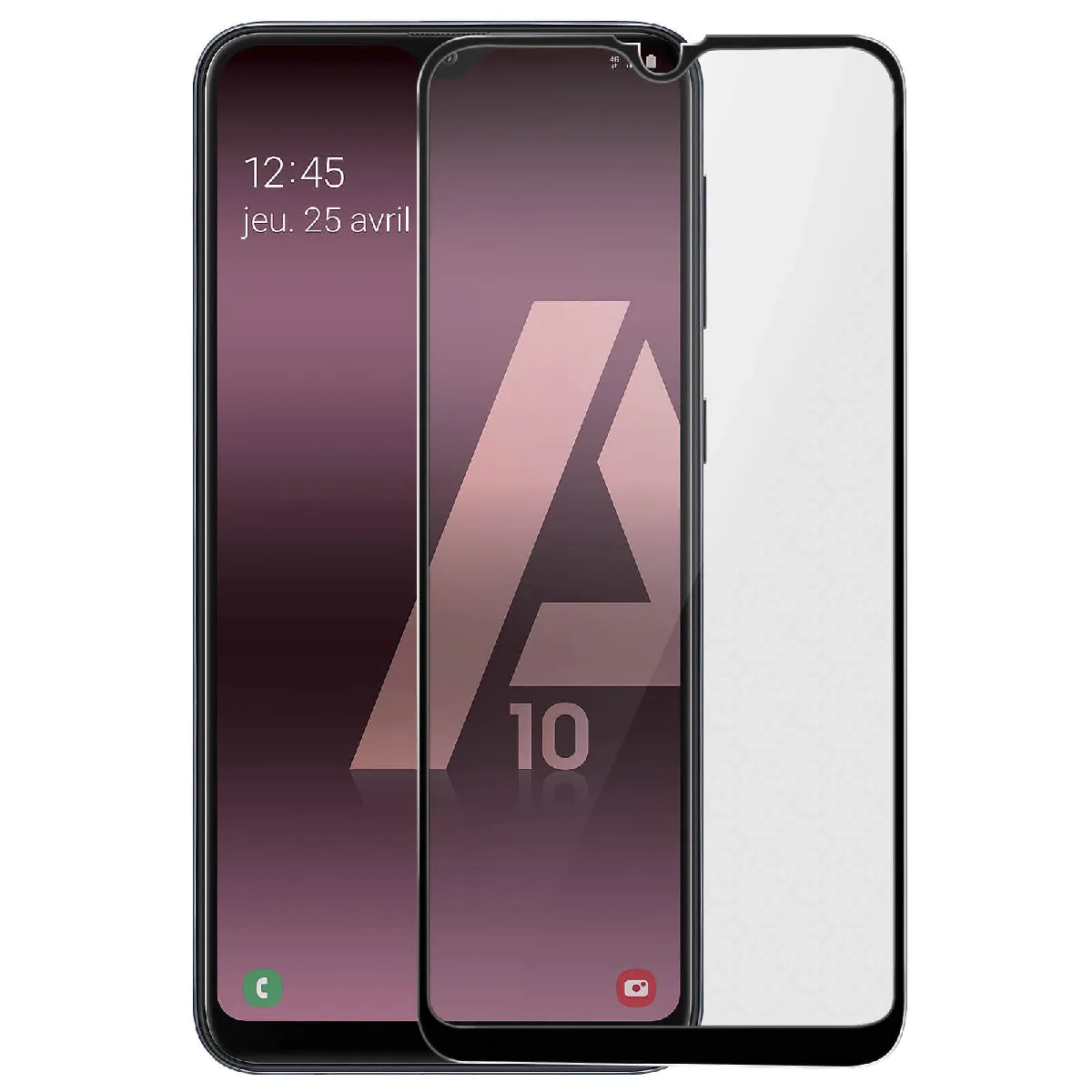 Avizar Noir Film Écran Samsung Galaxy A10 Verre Trempé 9H Biseauté
