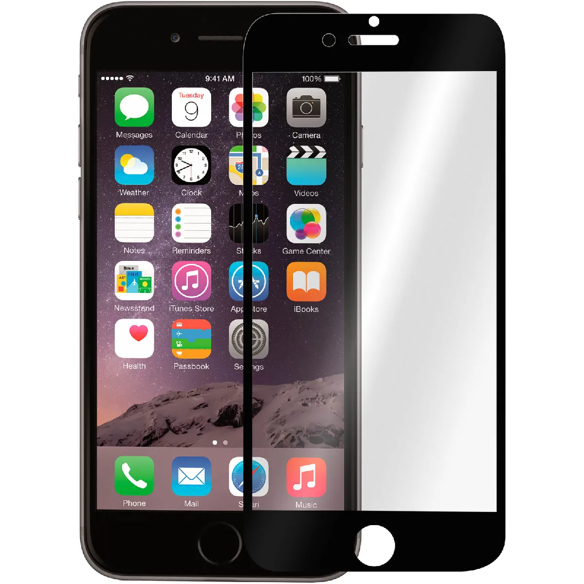 Avizar Noir Film Verre Trempé Protection Écran Pour Iphone 6