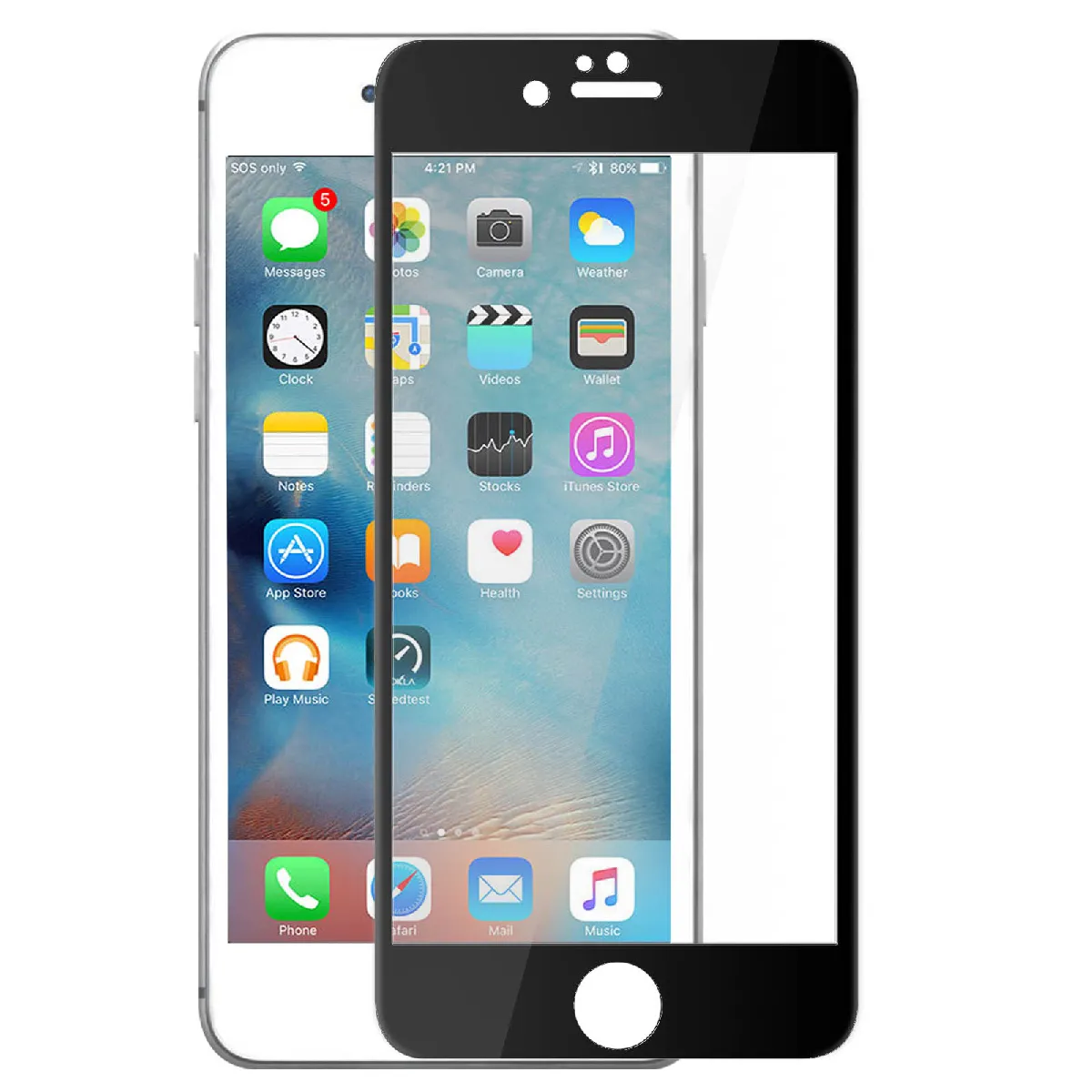 Avizar Blanc/Noir Film Pour Iphone 6 / 6S Protection Écran Verre Trempé Contour