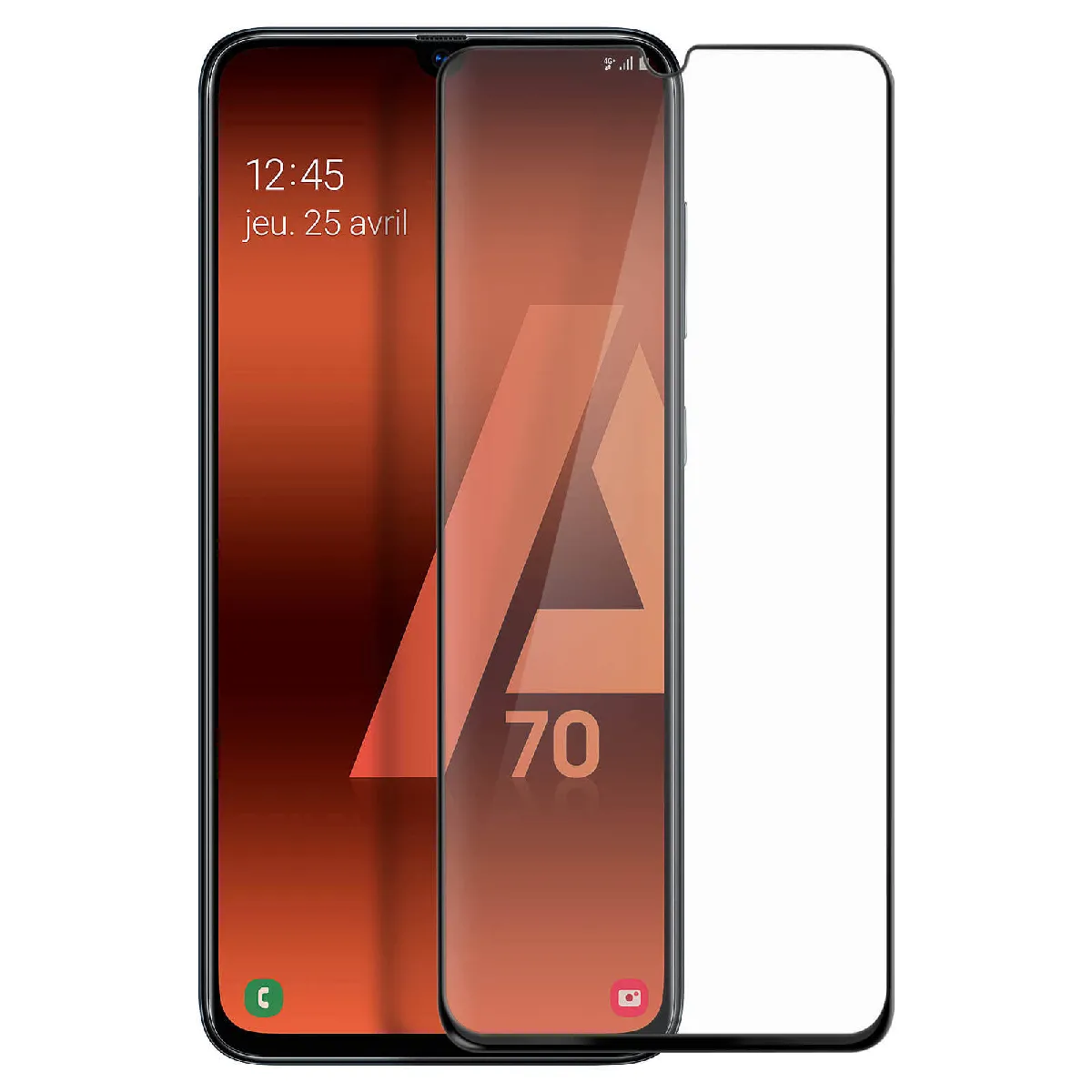 Avizar Protection D'écran Pour Galaxy A70 Adhésion Totale En Verre Trempé 9H Transparent