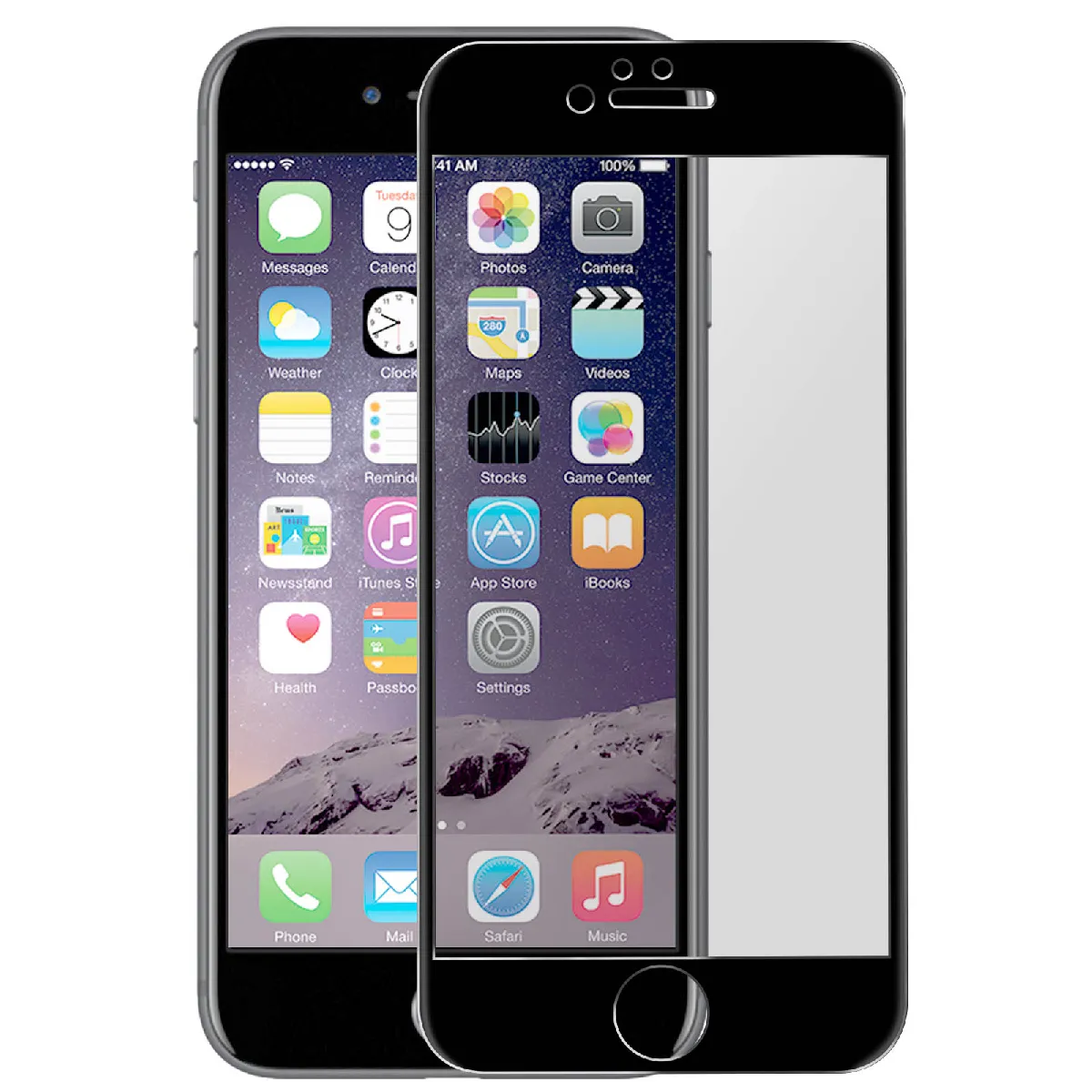Avizar Noir Film Écran Iphone 6 Et 6S Verre Trempé 9H Biseauté
