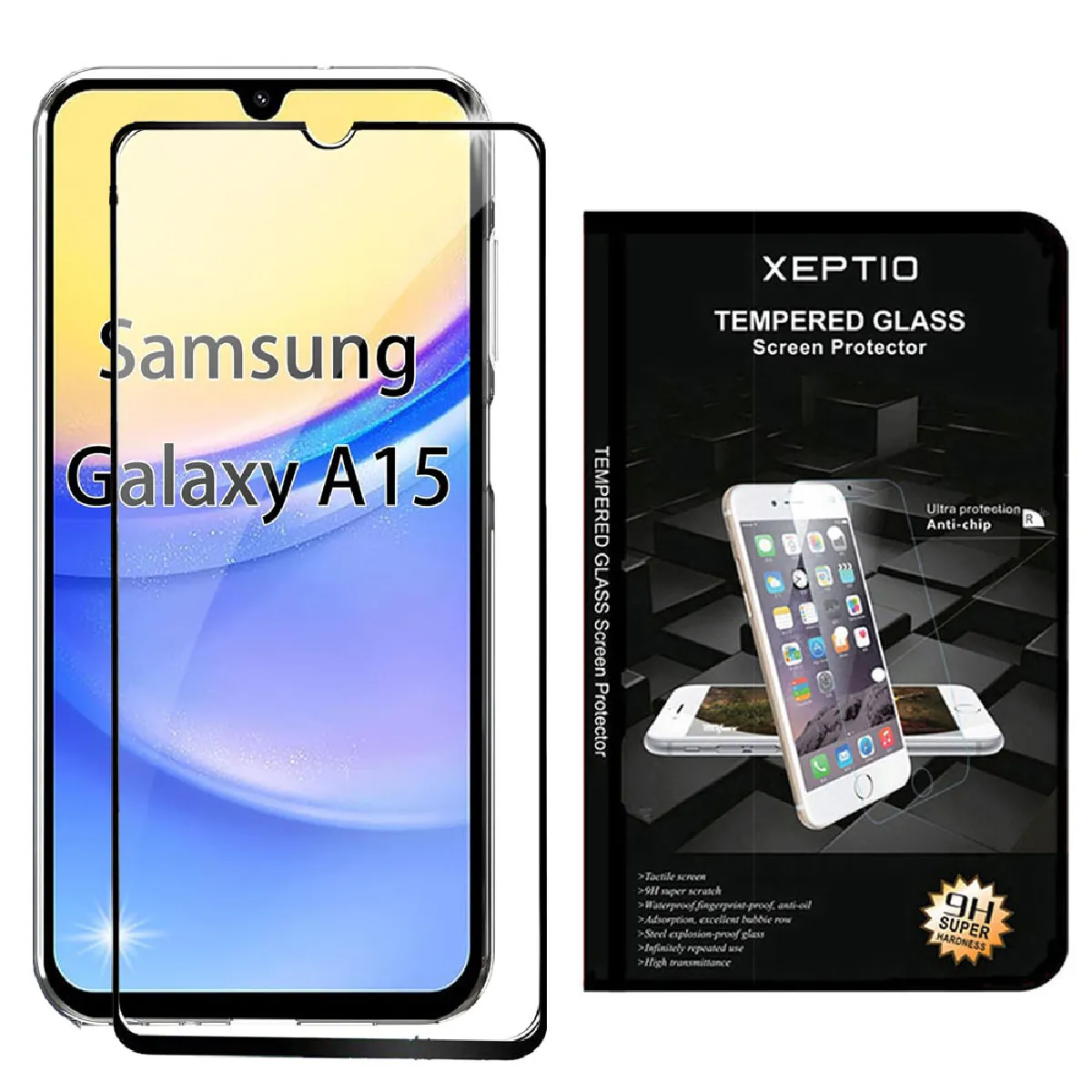 Xeptio Noir Protection Écran En Verre Trempé Pour Samsung Galaxy A15 4G / Galaxy A15 5G