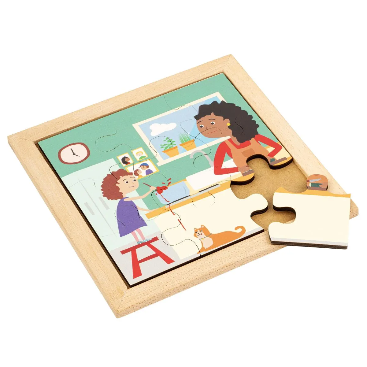 Educo puzzle en bois Montessori « Dans la cuisine » - 9 pièces