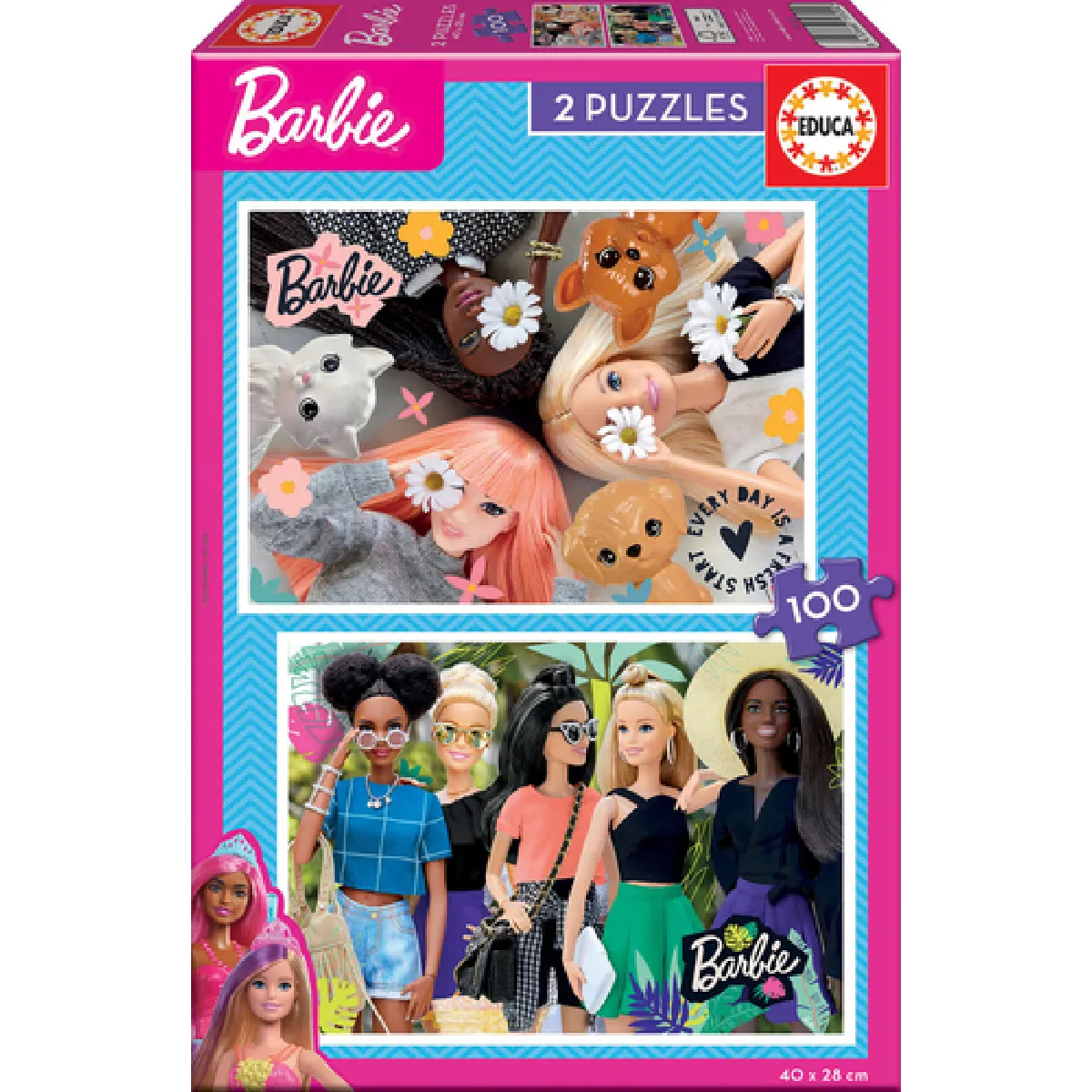 Educa puzzle enfant Barbie, lot de 2 x 100 pièces