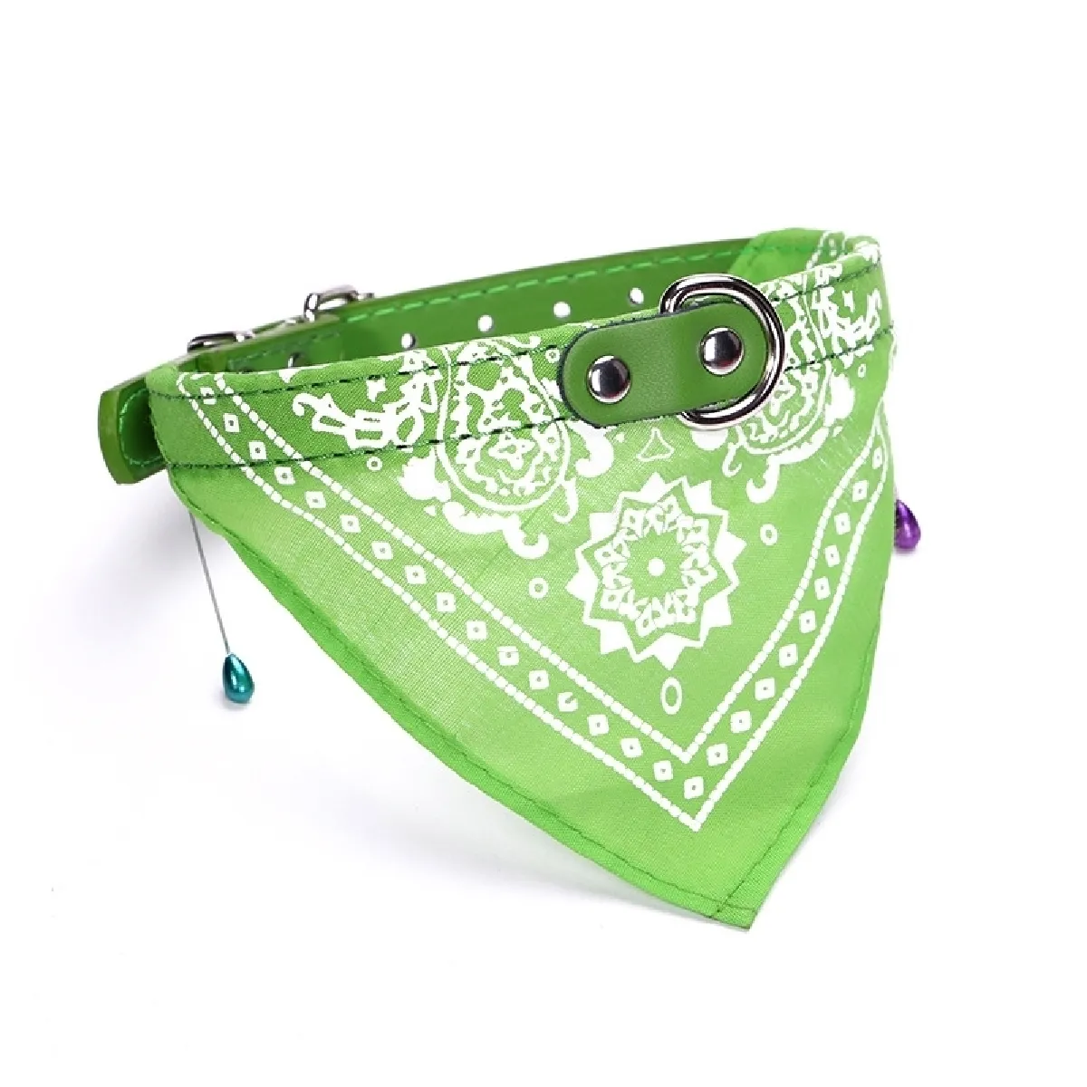 Comparer les prix de Bandana réglable pour chien en cuir imprimé foulard souple à col chiottaille M vert