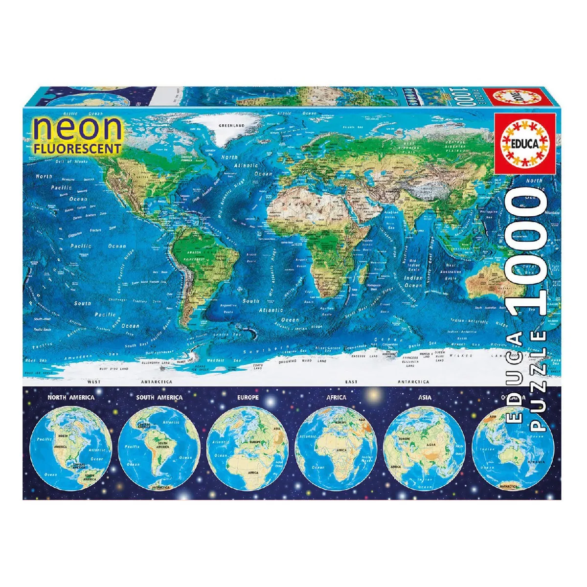 Educa puzzle mappemonde néon