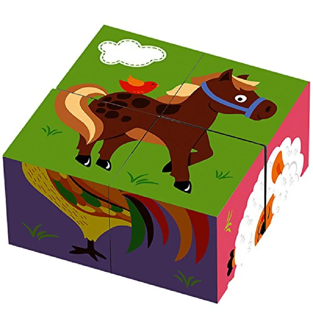 Générique Puzzle Cube Animaux De Ferme En Bois