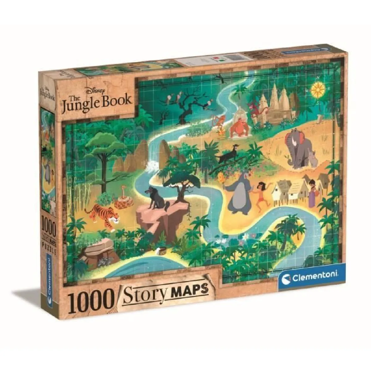 Puzzle 1000 pièces : Story Maps Le Livre de la Jungle Clementoni Puzzles - vue 5