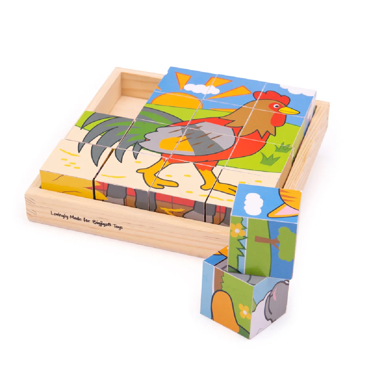 Bigjigs toys puzzle cube ferme en bois