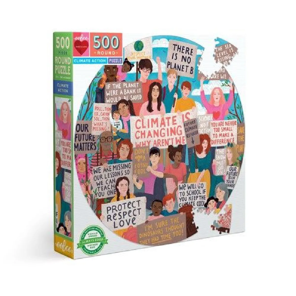 Eeboo Puzzle circulaire Marche pour le climat - 500 pièces Eeboo Puzzle circulaire Marche pour le climat - 500 pièces