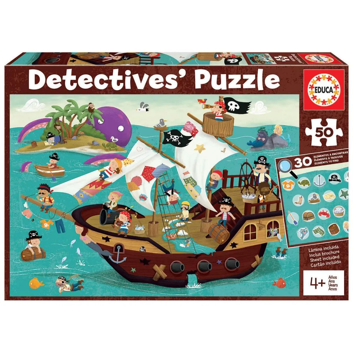 Educa puzzle détective bateau pirate - 50 pièces
