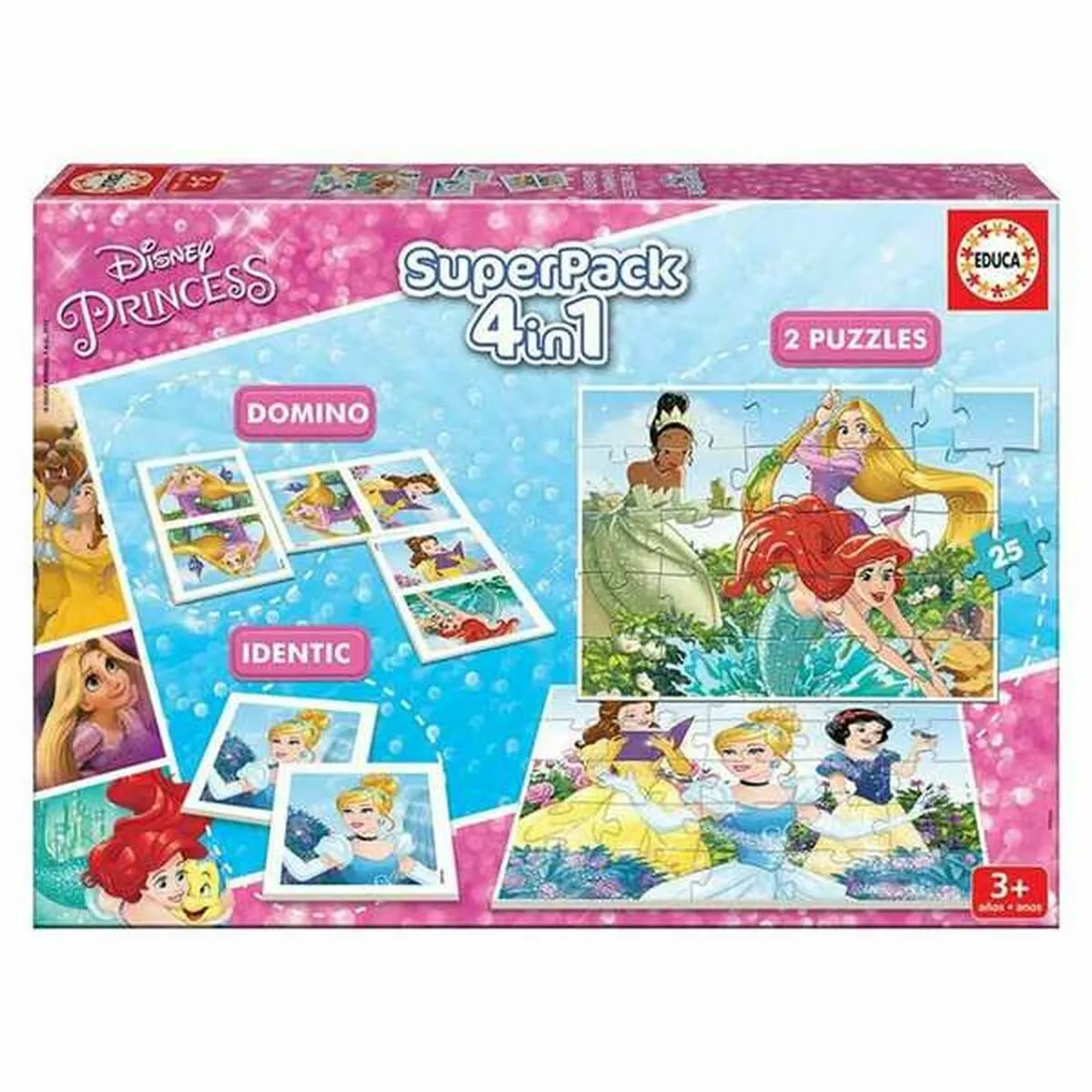 Educa Superpack Disney Princess Jeux de société et Puzzles pour Enfants: Domino identique à 28 Cartes et 2 Puzzles de 25 et 50 pièces. Jeu pour Enfants pour 3 4 et 19683 - vue 7