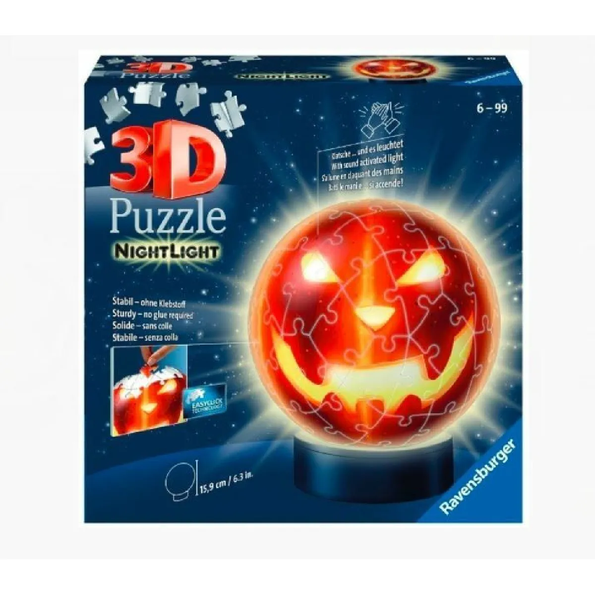 Puzzle Ball 3D 72 pièces illuminé : Citrouille d'Halloween Ravensburger France - vue 2