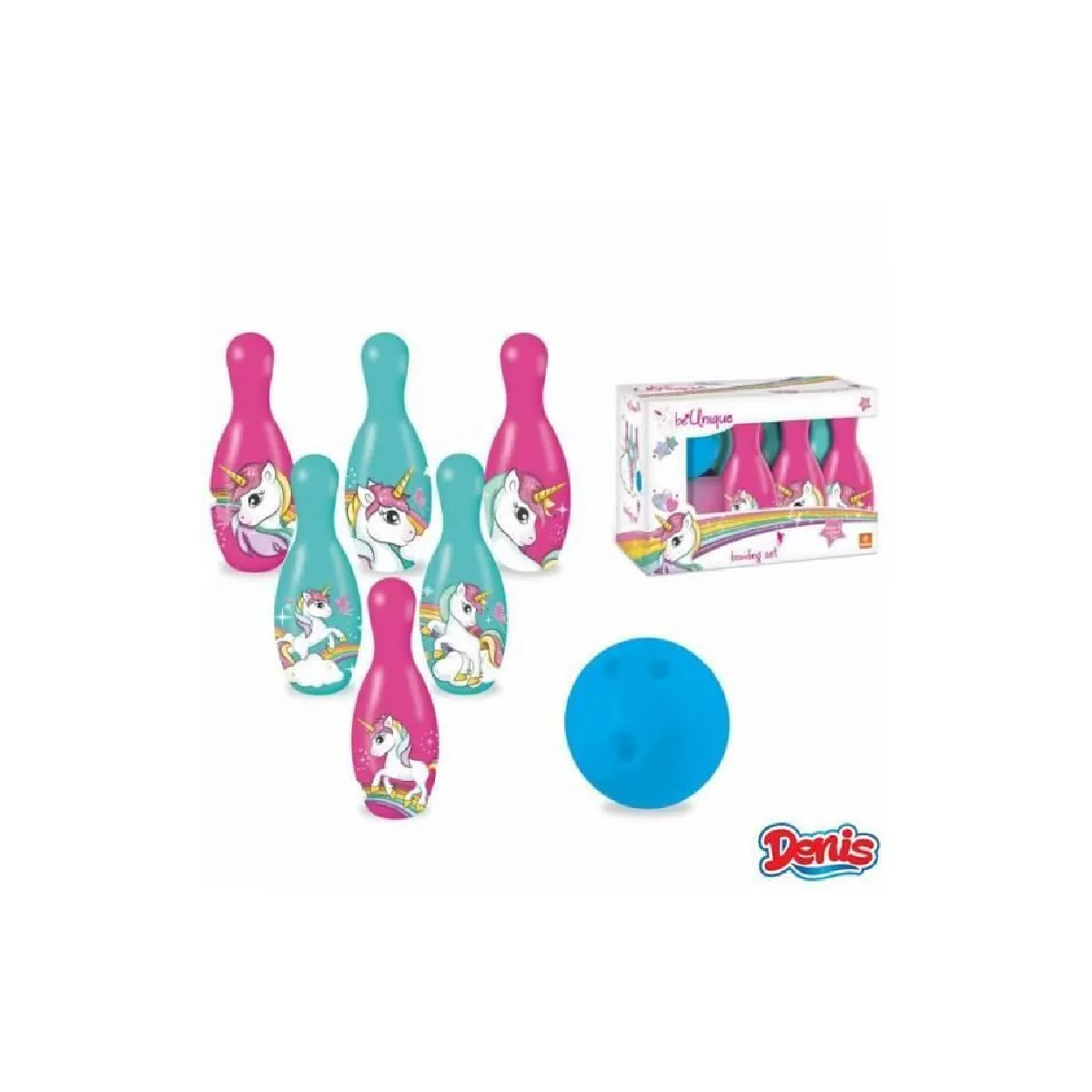 Mondo Set de quilles enfant Licorne: 6 quilles 19 cm et 1 balle en plastique résistant - Image 3