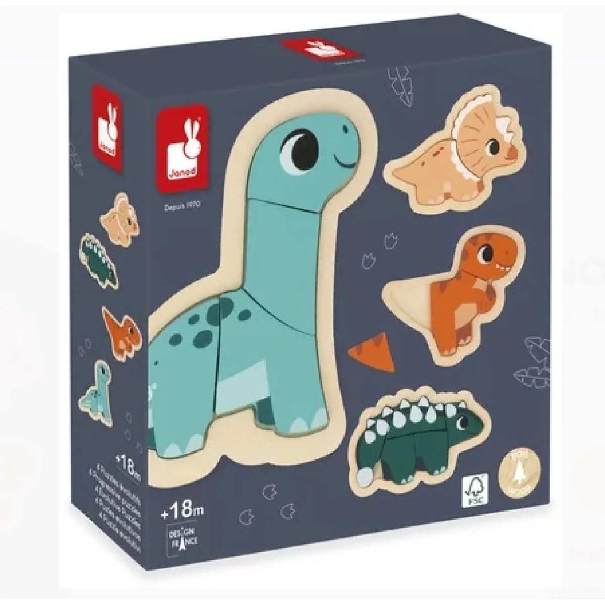 Juratoys-Janod Janod Puzzle Évolutif Dino En Bois