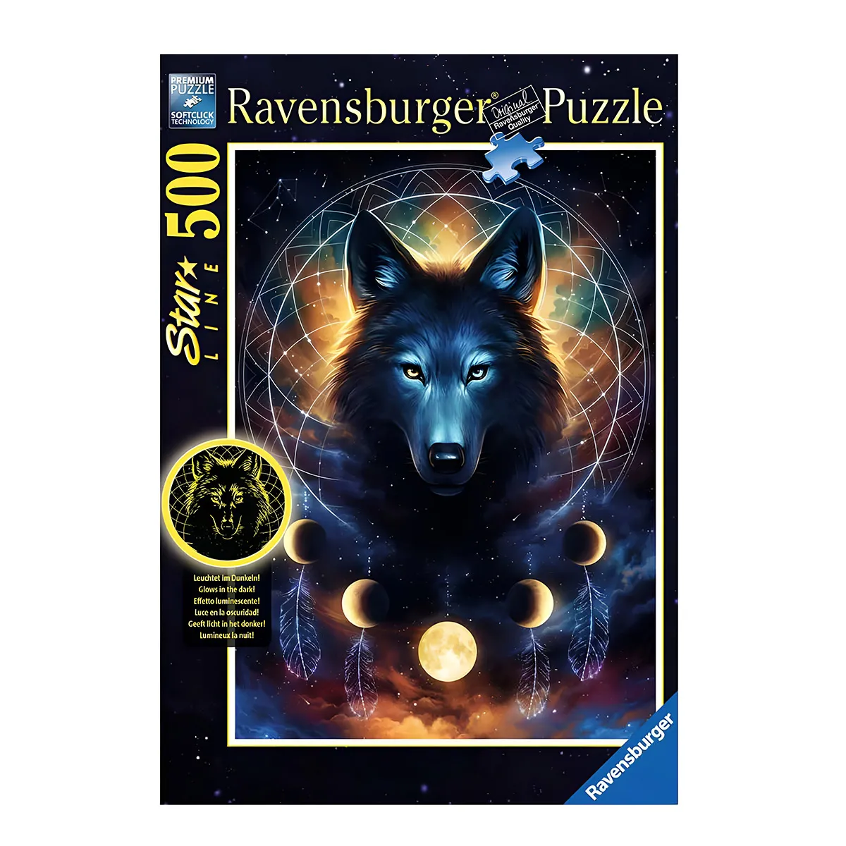 Puzzle 500 pièces phosphorescent : Star Line : Loup lumineux Ravensburger France
