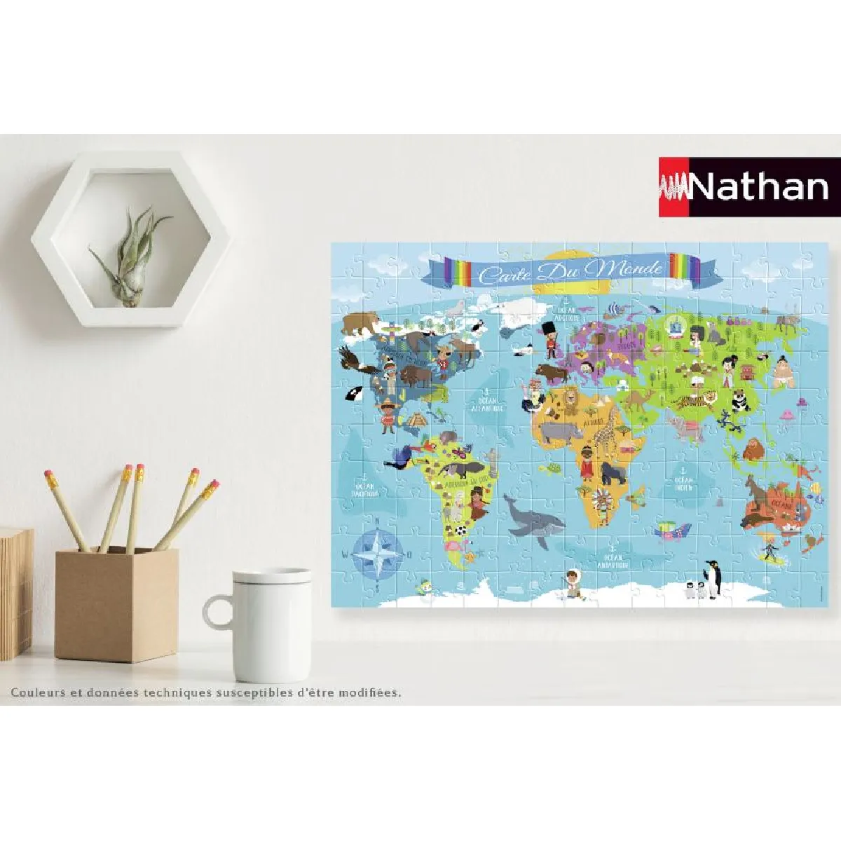 Puzzle Enfant Avec Cadre 30 Pieces - La Carte Du Monde Et Les Animaux - Ravensburger - Jeux - Jouets