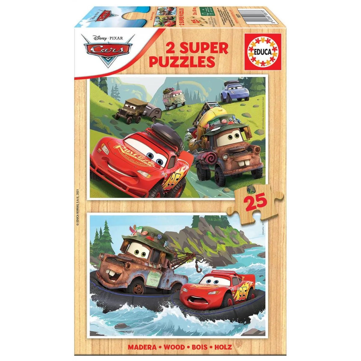 Educa puzzle en bois enfants Cars 3 - 2x25 pièces