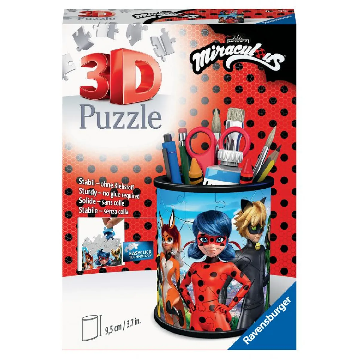 Puzzle 3D 54 pièces Pot à crayons : Miraculous Ravensburger France - vue 3