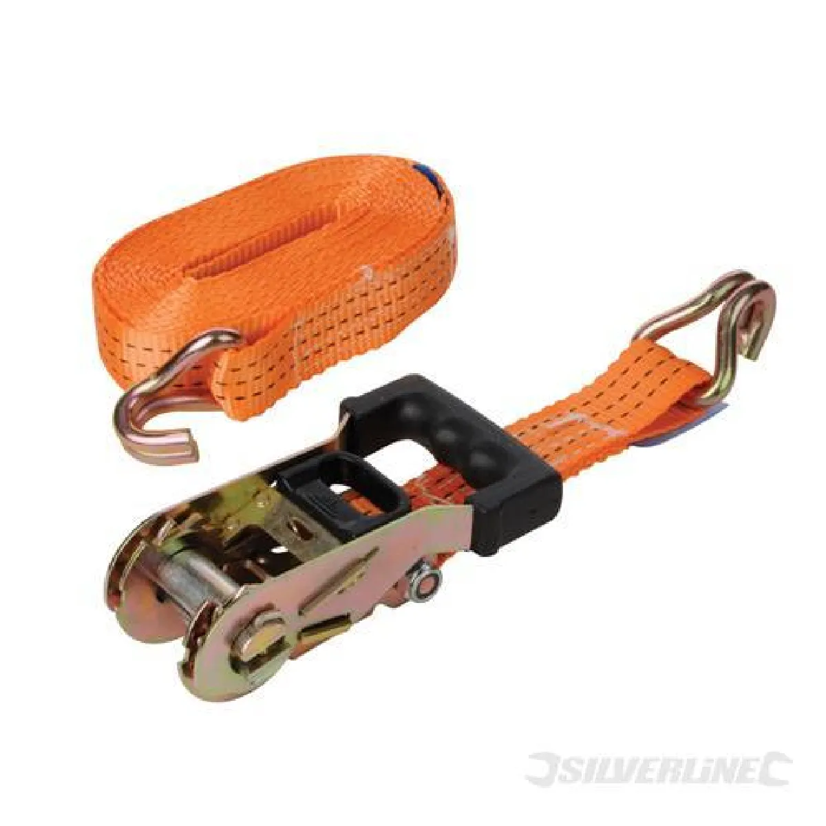 Silverline Sangle darrimage 3 tonnes à tendeur à cliquet caoutchouté - 6 m x 38 mm