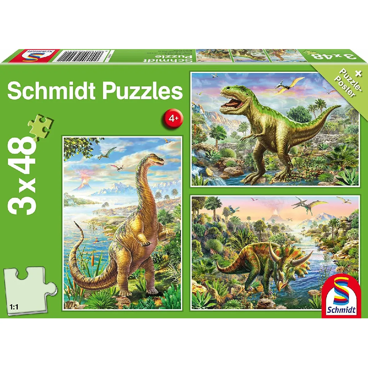 Cstore Puzzle enfant dinosaures 3x48 pcs