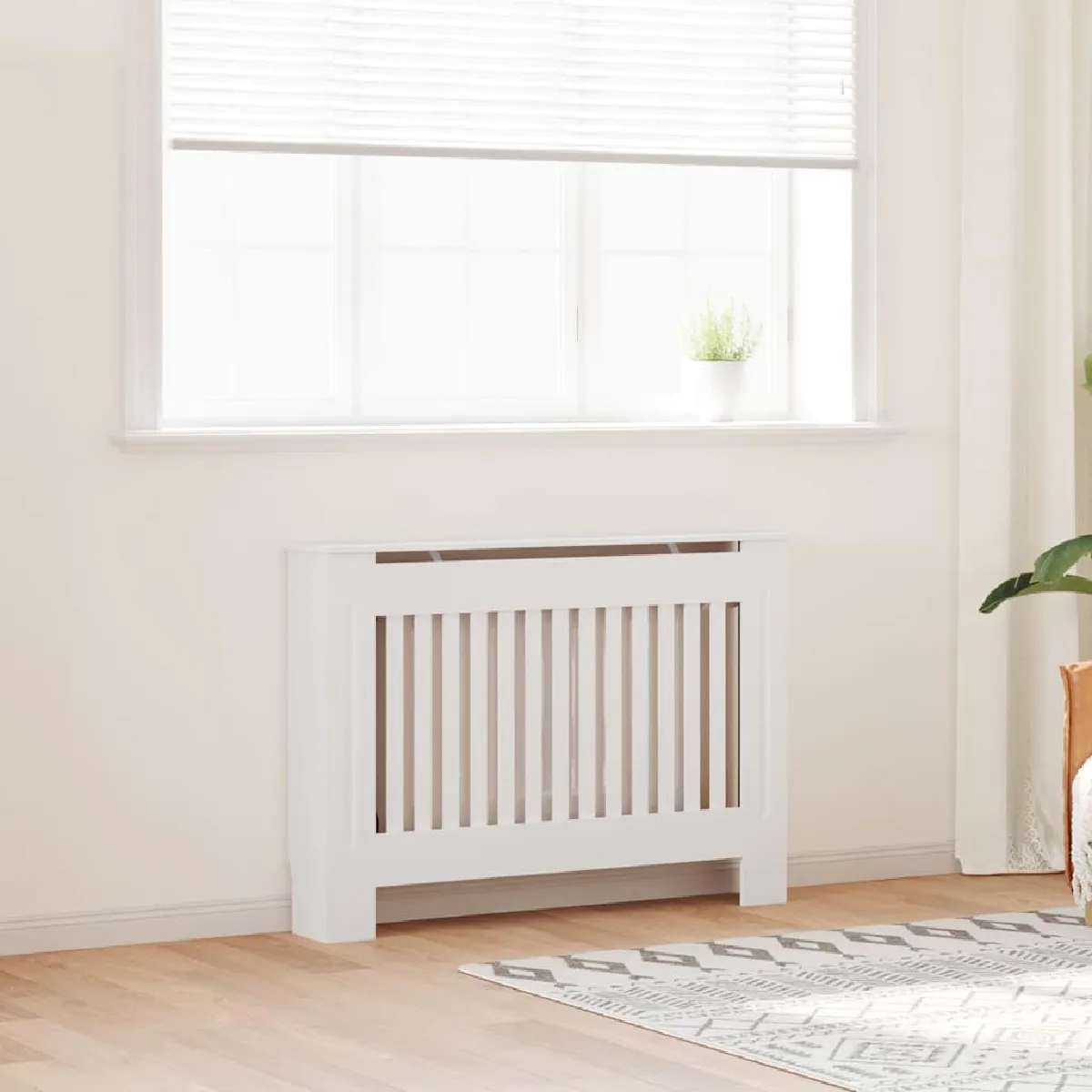 Vidaxl Blanc Cache Radiateur 112 Cm Mdf - Image 3