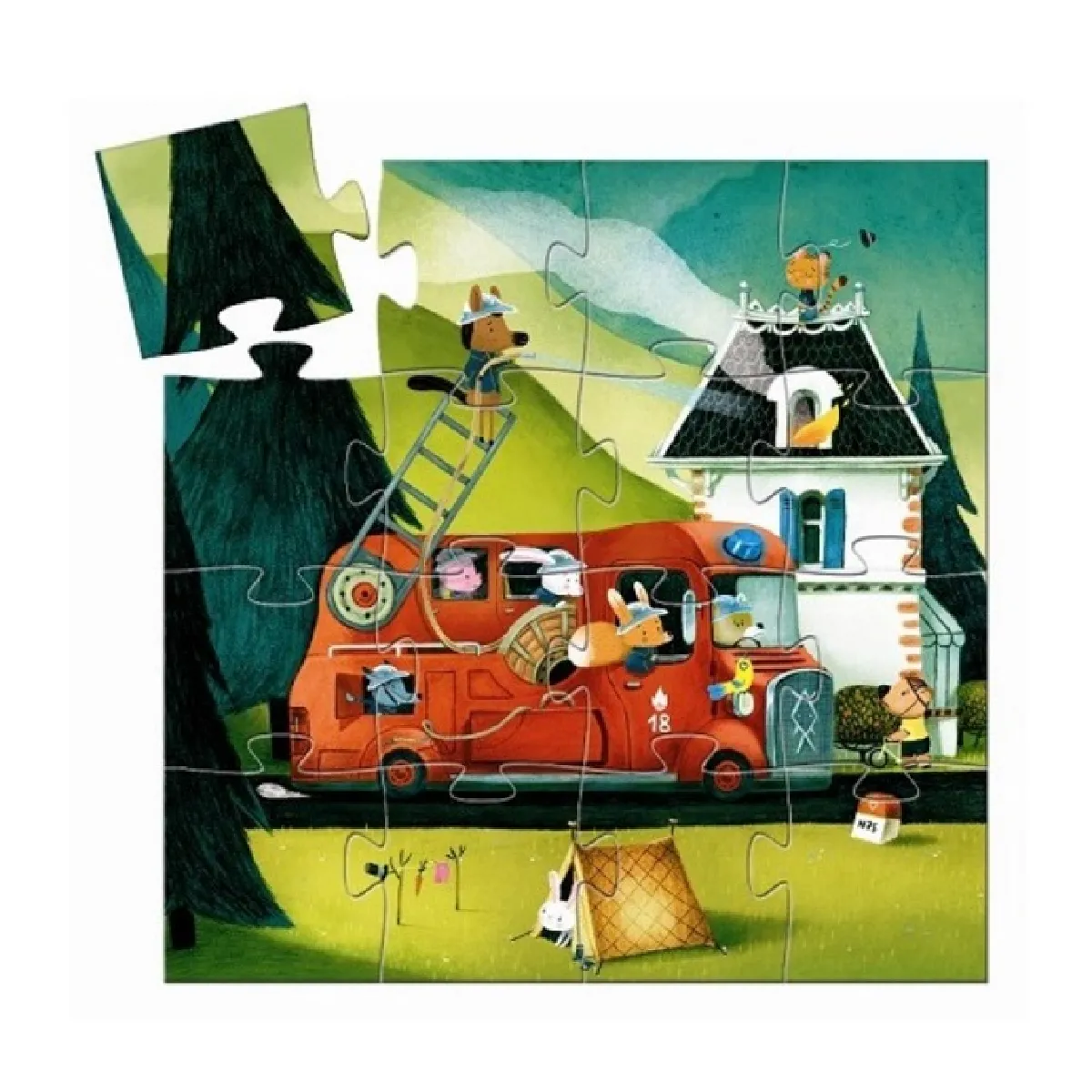 Djeco Puzzle 16 Pièces Le Camion De Pompier - Image 3