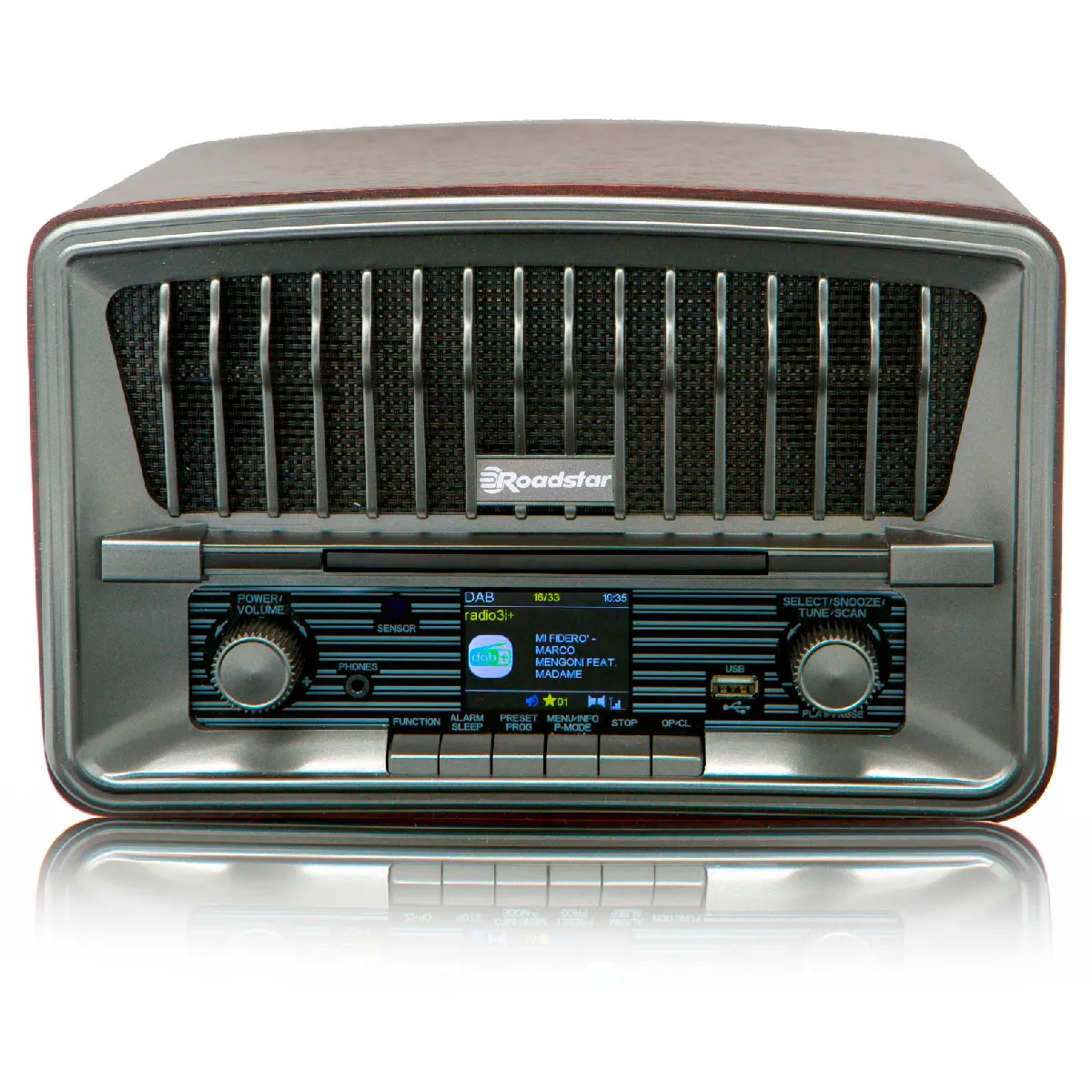 Radio CD Portable Vintage DAB+/FM Lecteur CD MP3 Bluetooth USB Télécommande Bois Roadstar HRA 270CD MP3CD+BT - vue 2