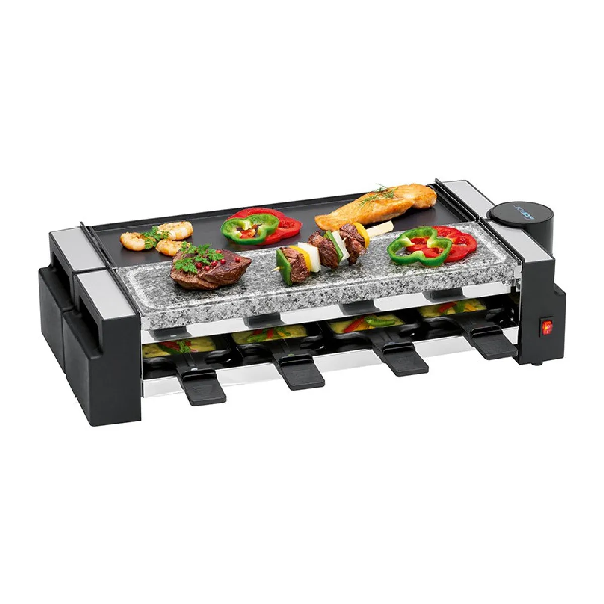 Clatronic Noir Raclette Gril Avec Pierre Chaude 8 Personnes Rg 3678 - Neuf - Image 4