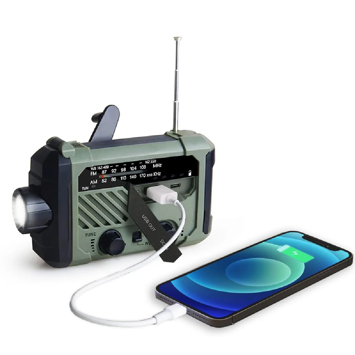 Radio d’urgence AM/FM à manivelle - Vert