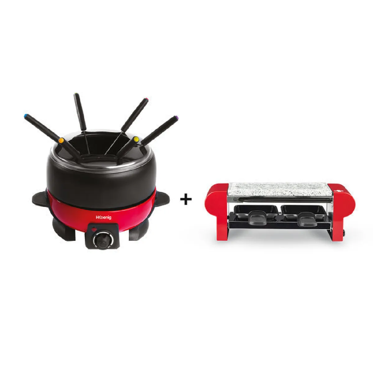 Appareil à fondue et pierreraclette HKOENIG ALP1800 + RP2 Thermostat de 25°C à 190°C - vue 2