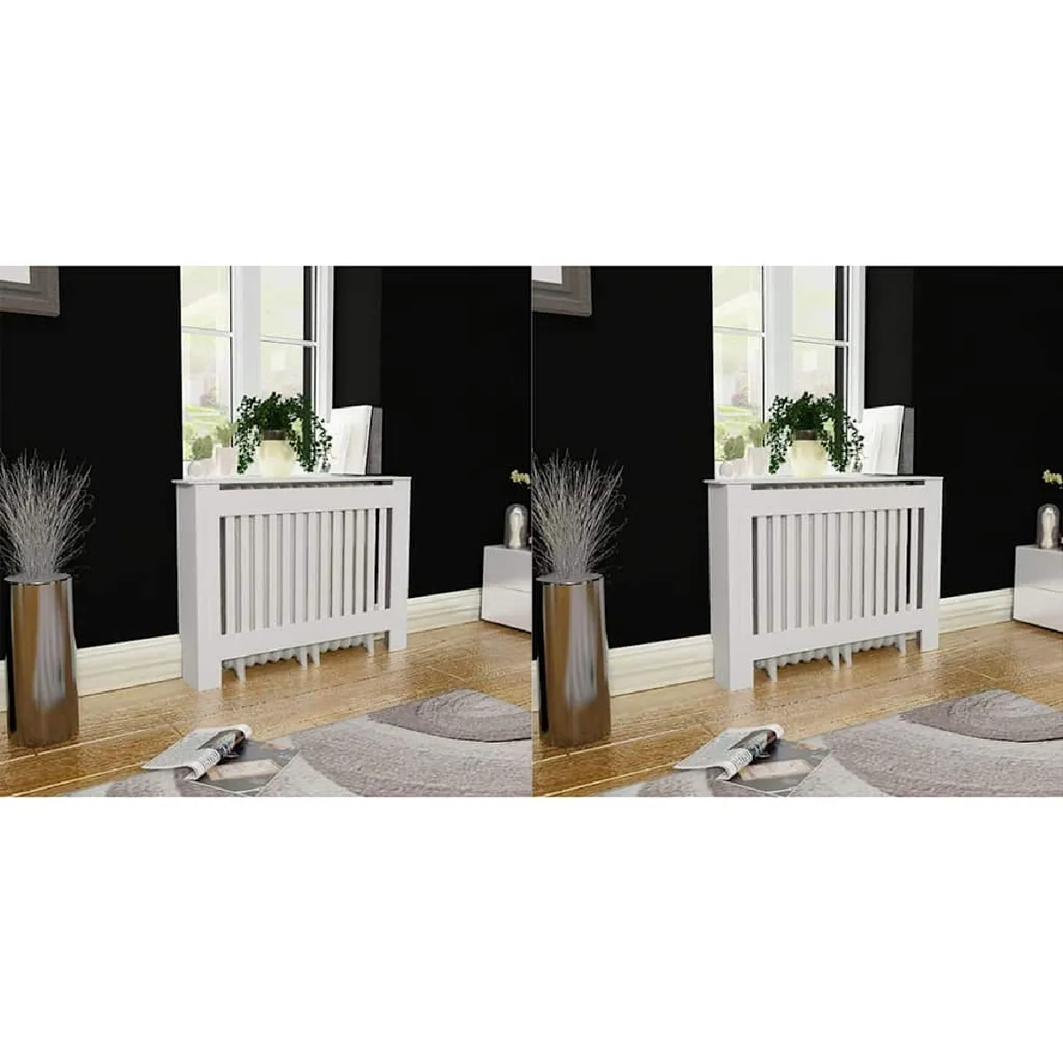 vidaXL - Cache-radiateur - MDF - 112 cm - Blanc - Lot de 2 - Image 3