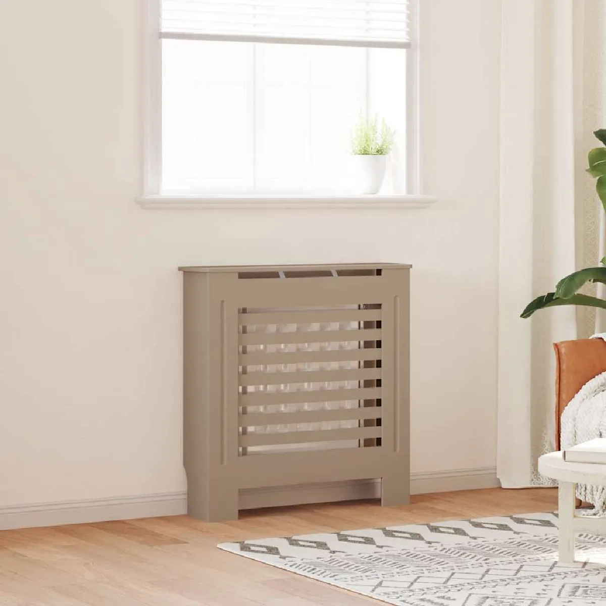 Cache-radiateur vidaXL - MDF - 78 cm - Design Moderne à Lattes - vue 7