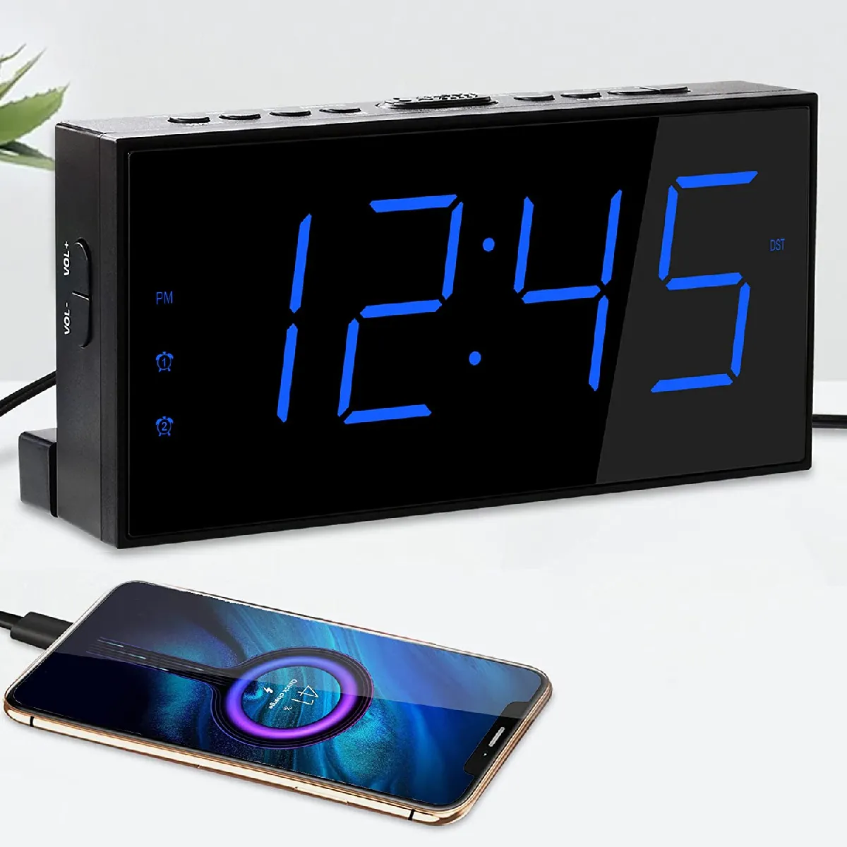 Vendos85 Noir Réveil Numérique Led
