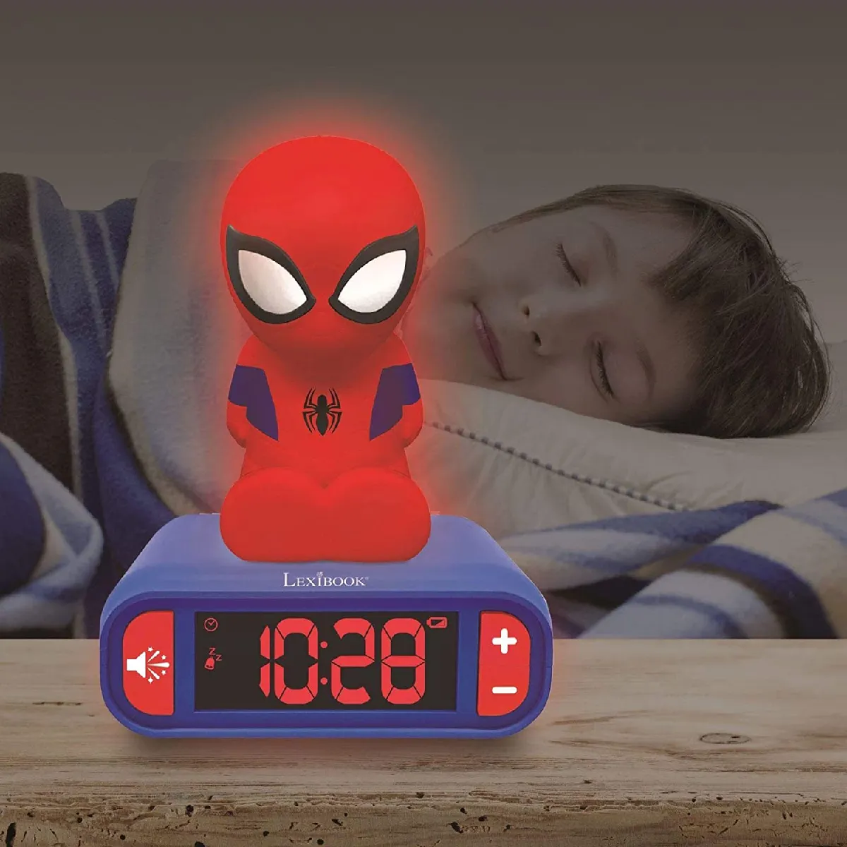 Réveil Veilleuse Lexibook Marvel Avengers – Sons & Mélodies Héros, Écran LCD, Snooze, Design Captain America