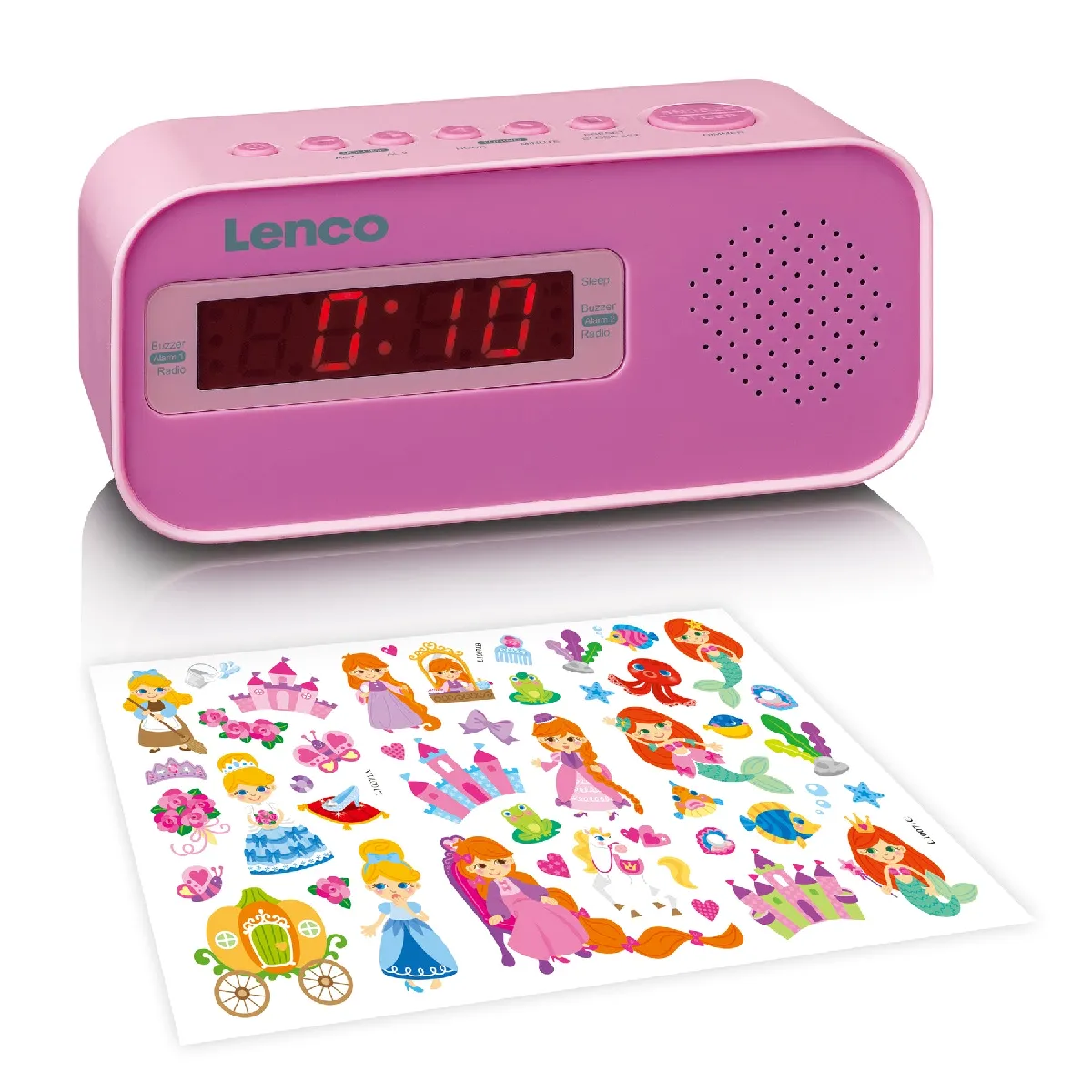 Non Communiqué Rose Radio-Réveil Avec Jeu D'autocollants Lenco - Image 2