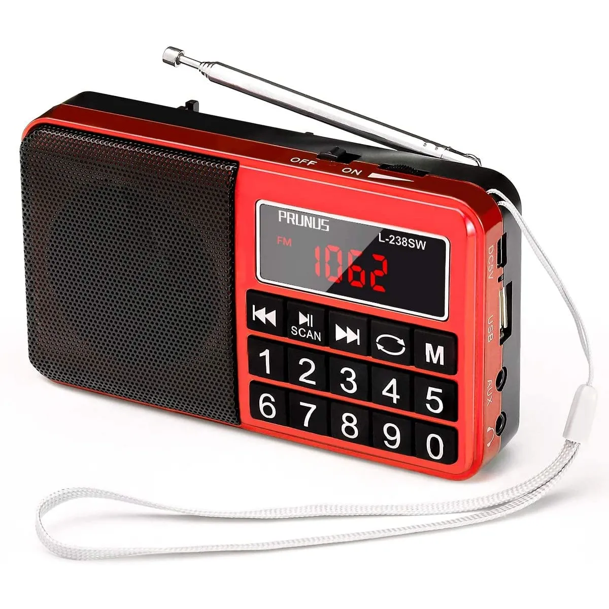 Petite Radio Portable AM FM Rechargeable - Radio Numérique DAB FM Avec Batterie 1200 MAh - Rouge