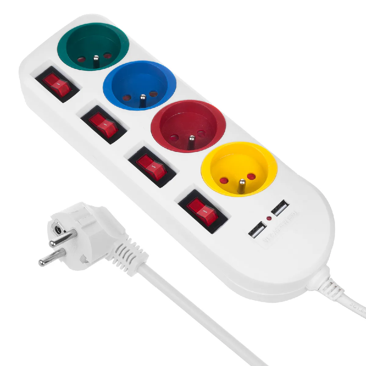 Multiprise USB,Bloc Multiprise 3 Prises avec 3 Ports USB