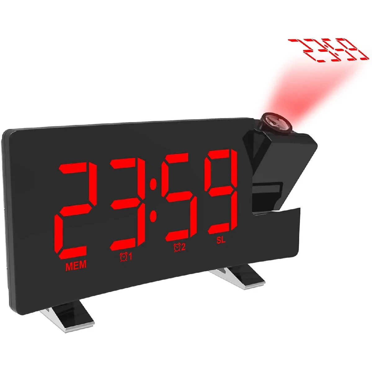 Vendos85 Noir Radio Réveil À Projection